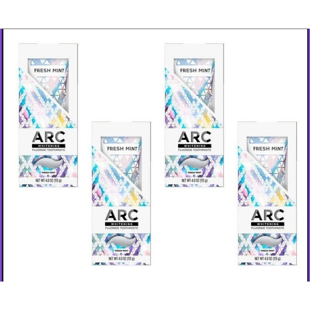 NEW Arc Whitening Fluoride Toothpaste Fresh Mint 4.0 oz, PACK OF 4 NIB
